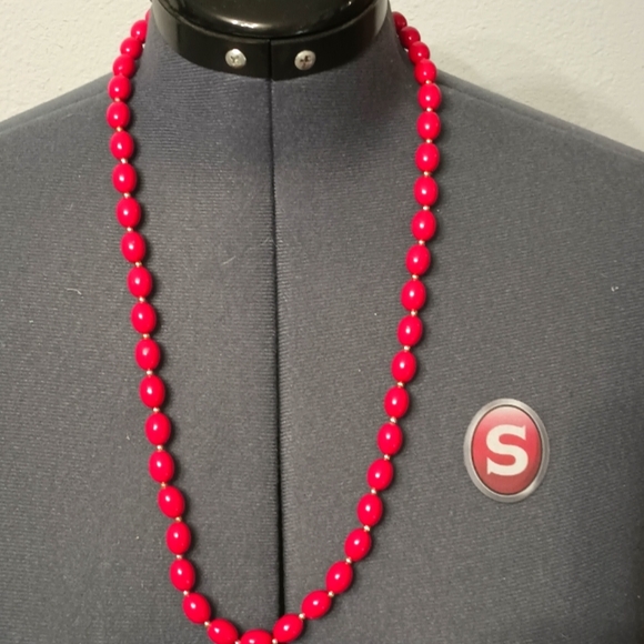 Vintage Jewelry - vintage long red bead necklace